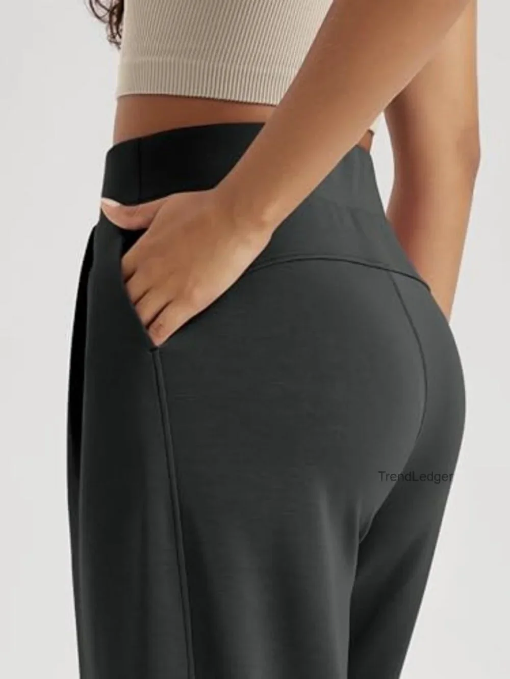 High Waist Wide Leg Pants with Pockets Modal Soft Loungewear - Picture 5 of 7